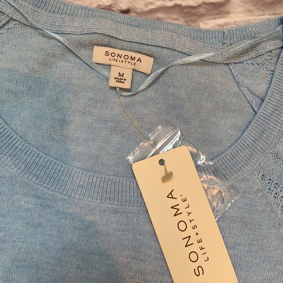 Women’s light blue 3/4 sleeve designed sweater - Picture 5 of 6